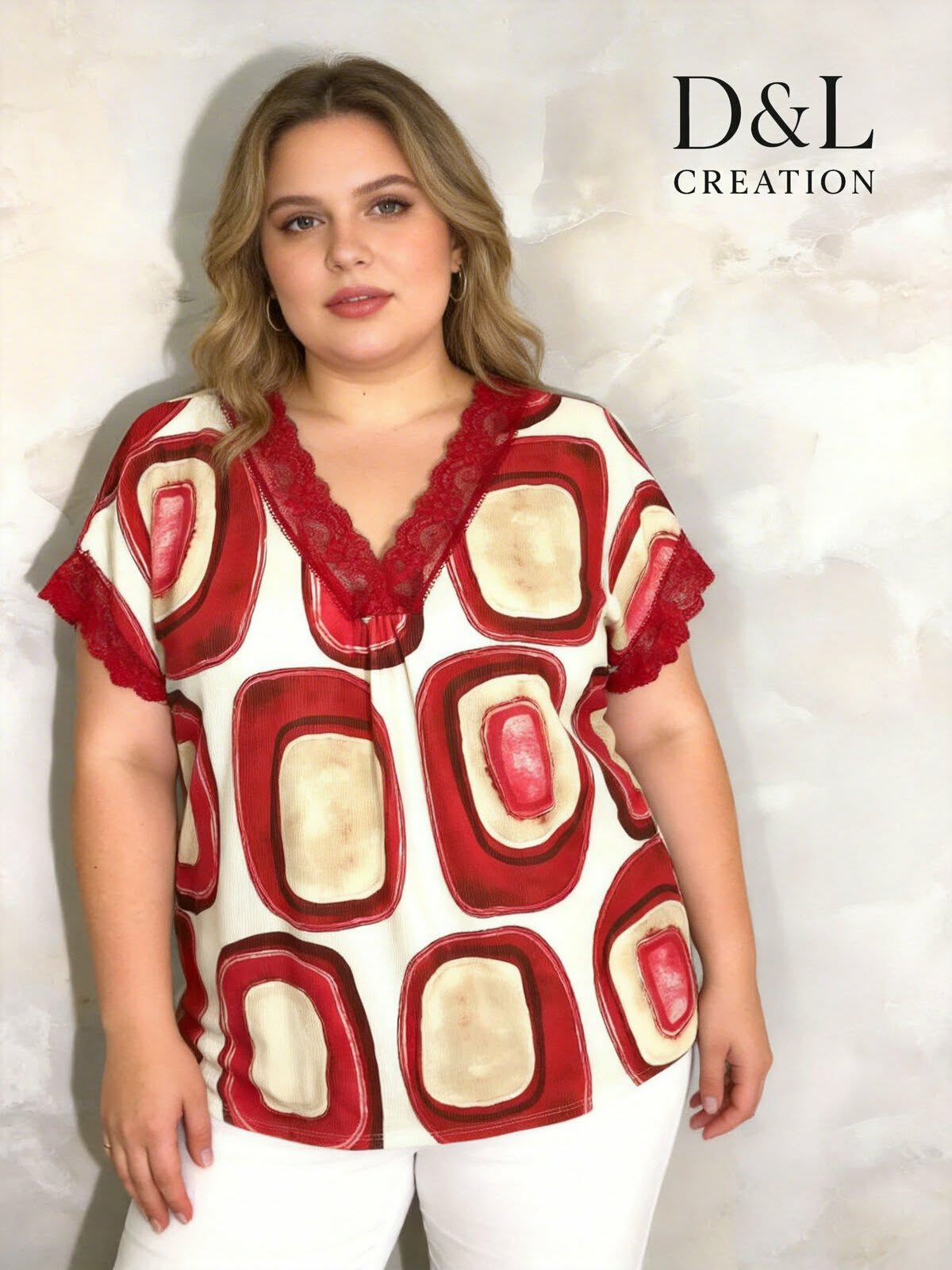 Blouse Grande Taille Imprimé Géométrique – D&L Creation