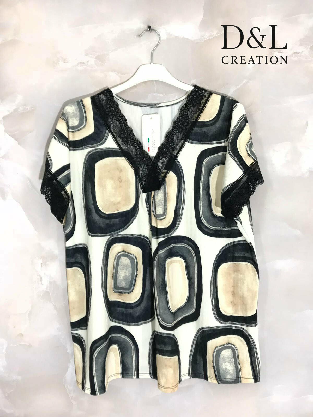 Blouse Grande Taille Imprimé Géométrique – D&L Creation