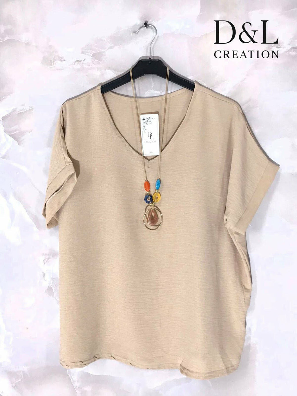 Top Col V avec Collier Fantaisie Grande Taille – D&L Creation