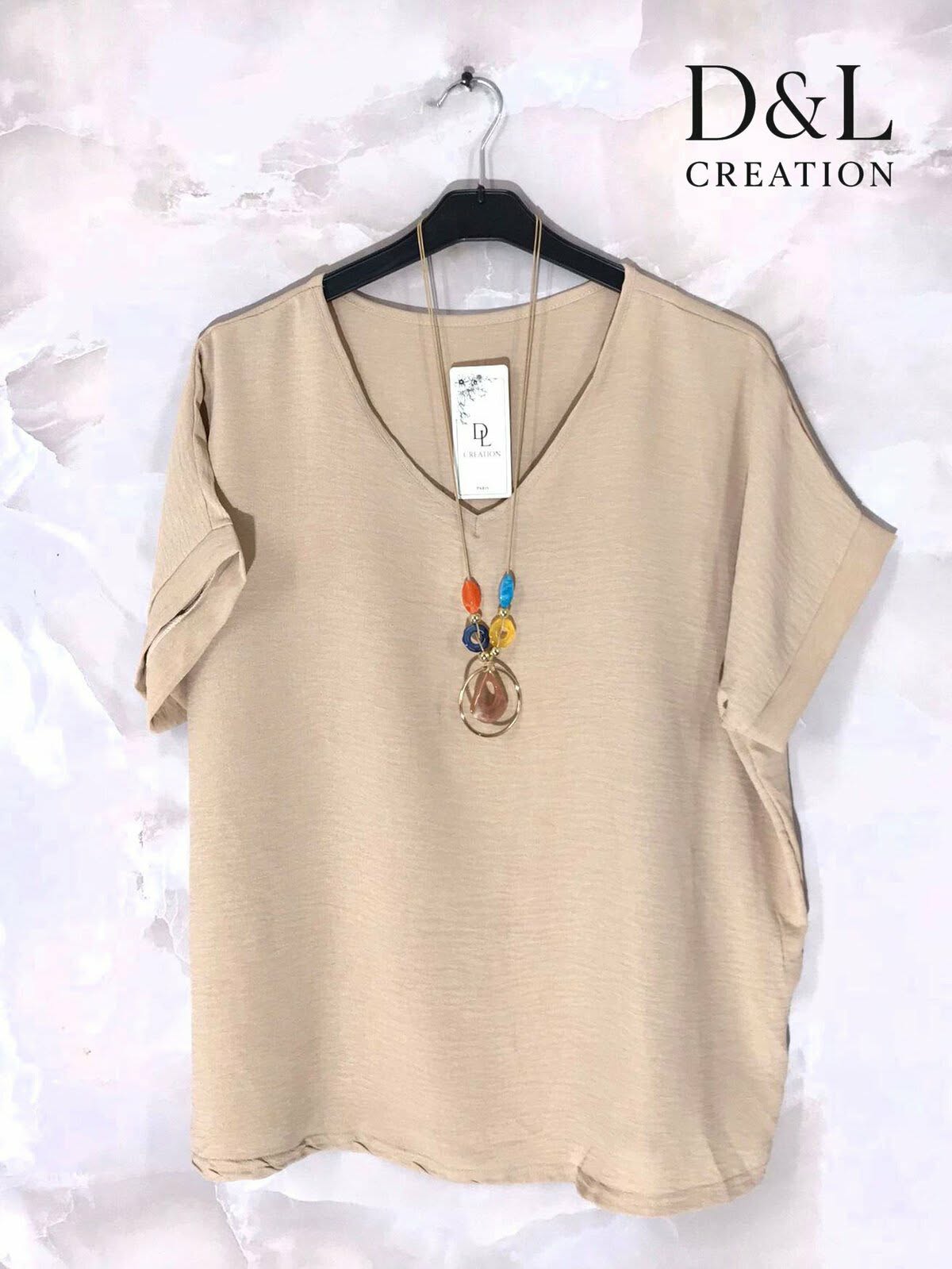 Top Col V avec Collier Fantaisie Grande Taille – D&L Creation