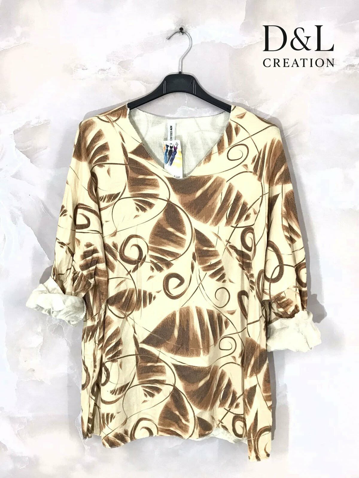 Tunique Grande Taille Imprimé Feuilles – D&L Creation