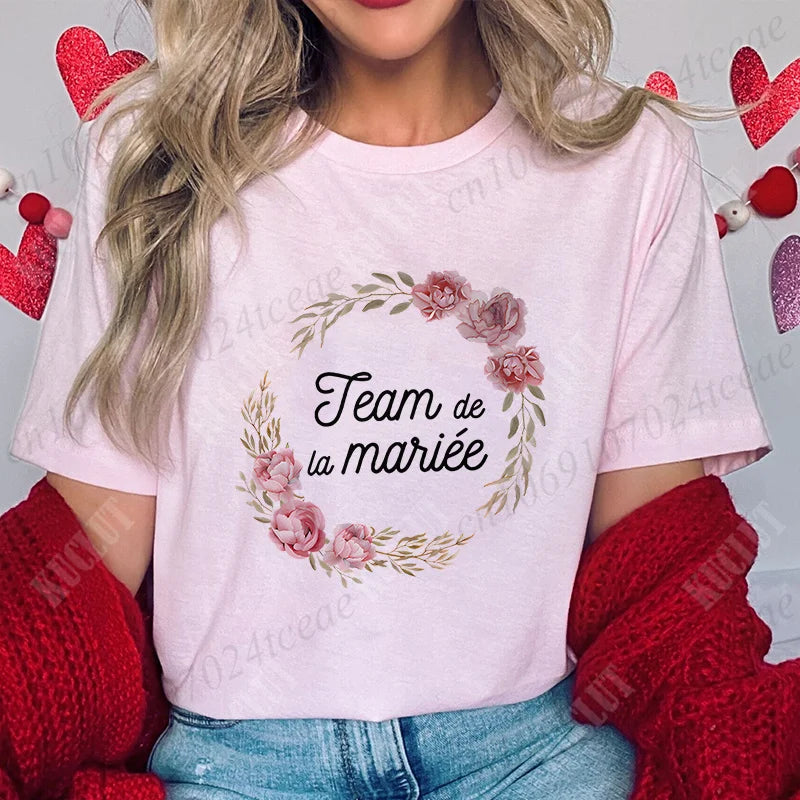 T-Shirt EVJF Femme – Future Mariée & Team Bride | Col Rond Manches Courtes