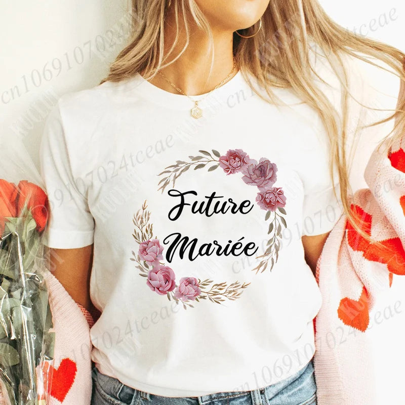 T-Shirt EVJF Femme – Future Mariée & Team Bride | Col Rond Manches Courtes