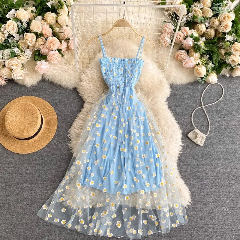Robe Fleurie Bretelles – Chiffon Léger Style Vacances