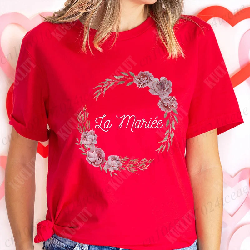 T-Shirt EVJF Femme – Future Mariée & Team Bride | Col Rond Manches Courtes
