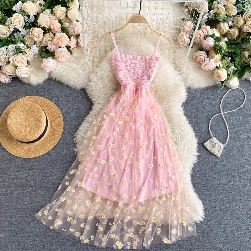 Robe Fleurie Bretelles – Chiffon Léger Style Vacances