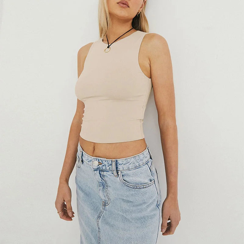 Top Débardeur Femme Sans Manches Col Rond Dos Nageur – Style Sporty Chic