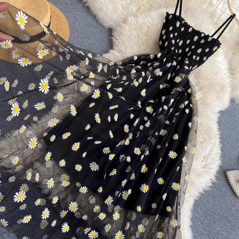 Robe Fleurie Bretelles – Chiffon Léger Style Vacances