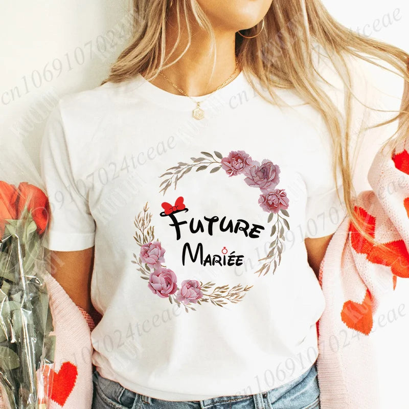 T-Shirt EVJF Femme – Future Mariée & Team Bride | Col Rond Manches Courtes