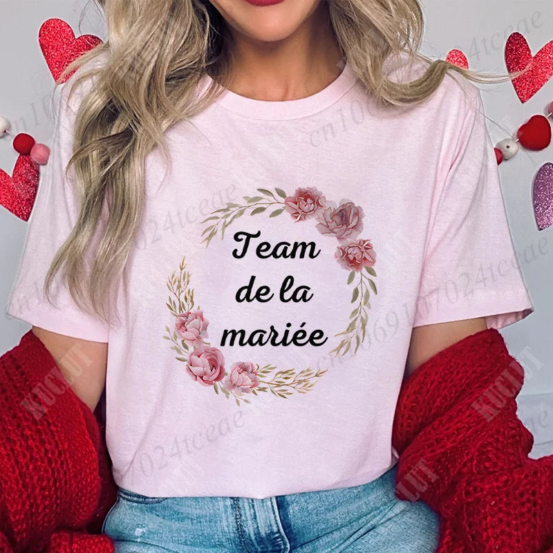 T-Shirt EVJF Femme – Future Mariée & Team Bride | Col Rond Manches Courtes