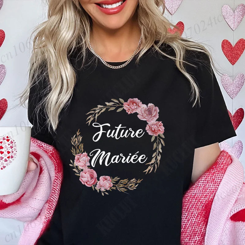 T-Shirt EVJF Femme – Future Mariée & Team Bride | Col Rond Manches Courtes