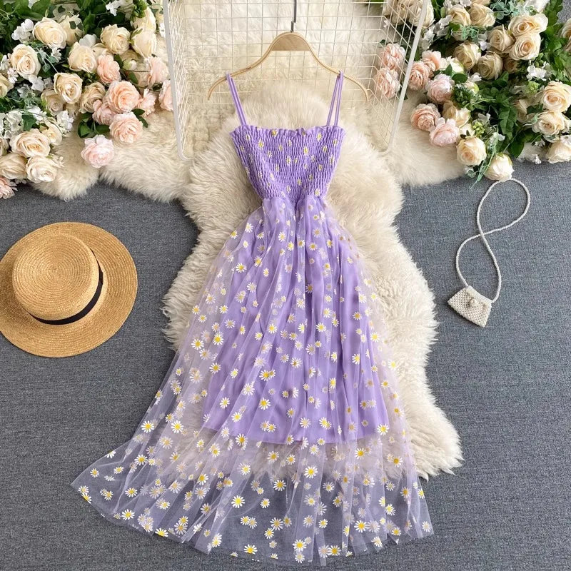 Robe Fleurie Bretelles – Chiffon Léger Style Vacances