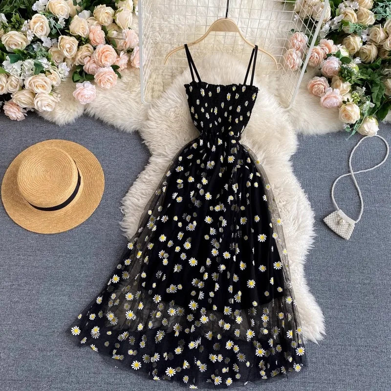 Robe Fleurie Bretelles – Chiffon Léger Style Vacances