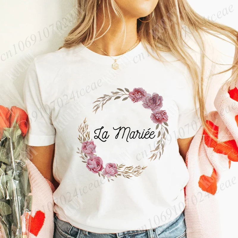 T-Shirt EVJF Femme – Future Mariée & Team Bride | Col Rond Manches Courtes