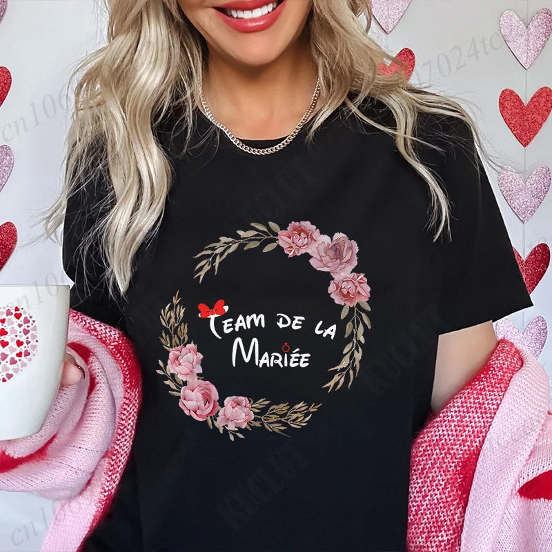 T-Shirt EVJF Femme – Future Mariée & Team Bride | Col Rond Manches Courtes