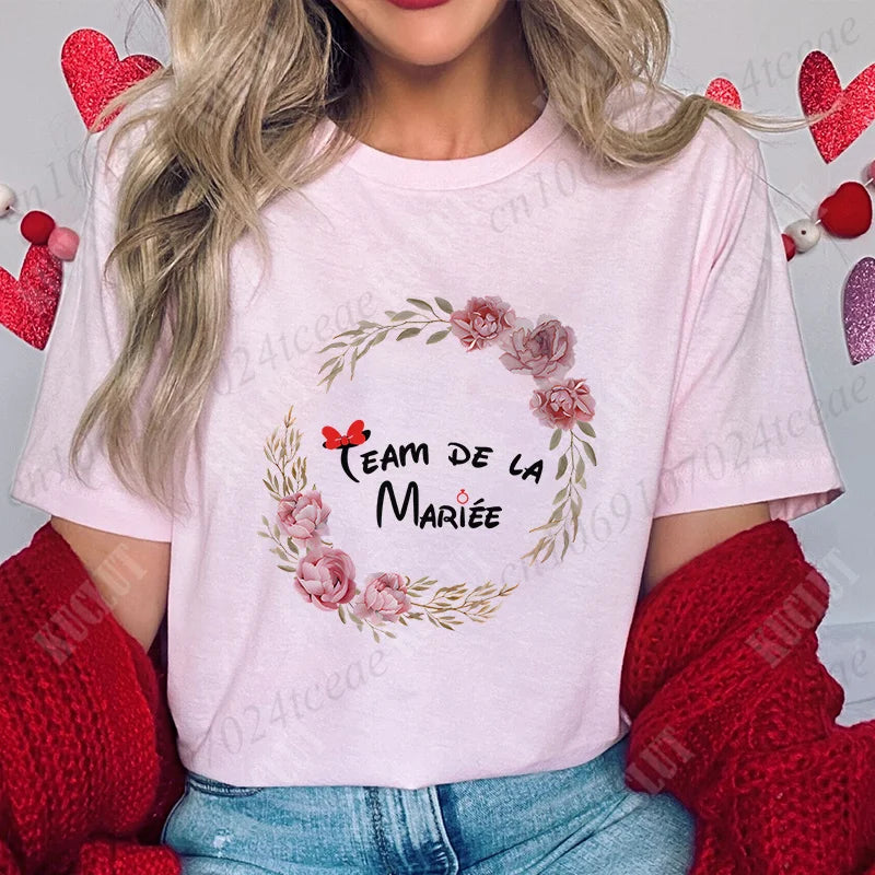 T-Shirt EVJF Femme – Future Mariée & Team Bride | Col Rond Manches Courtes