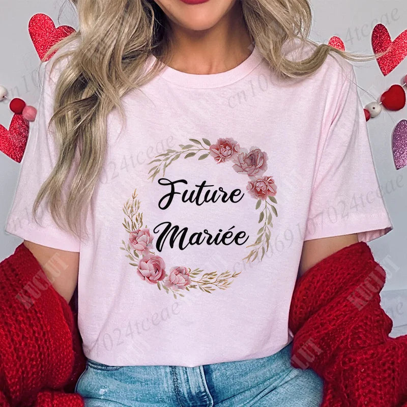 T-Shirt EVJF Femme – Future Mariée & Team Bride | Col Rond Manches Courtes