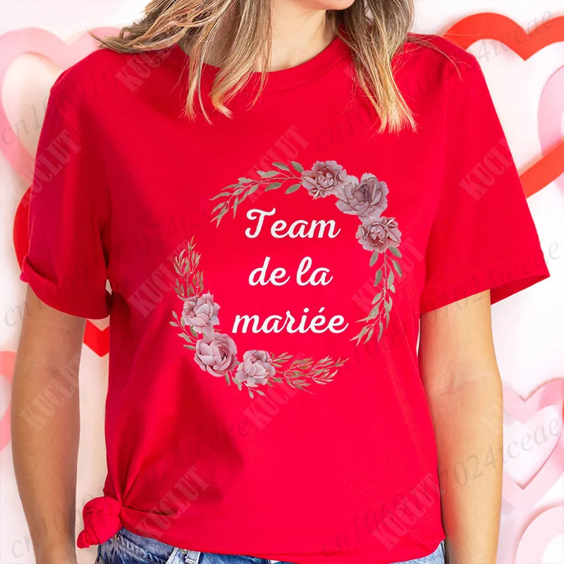 T-Shirt EVJF Femme – Future Mariée & Team Bride | Col Rond Manches Courtes