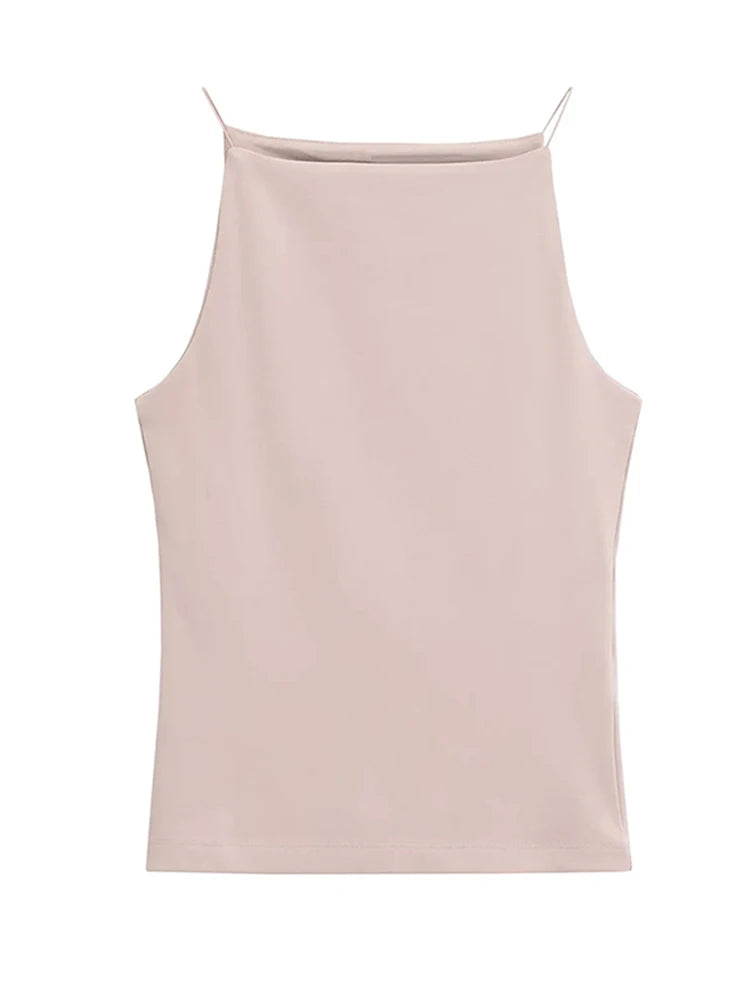 Caraco Femme Bretelles Fines – Top Sans Manches Couleur Unie