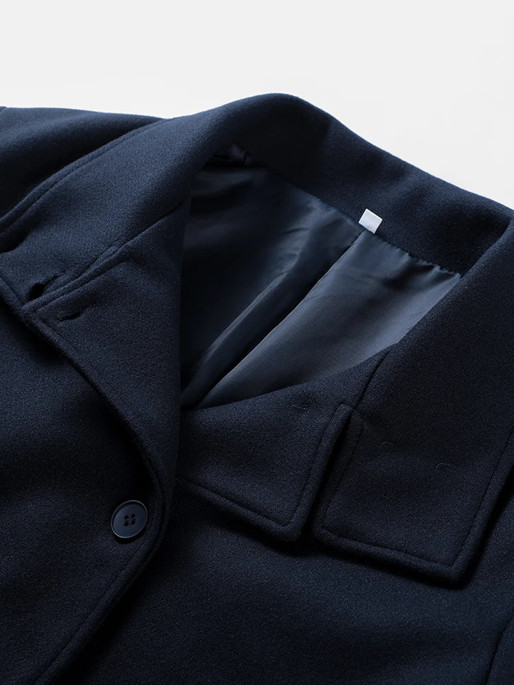 Manteau Court Femme – Col Revers, Manches Longues, Coupe Loose
