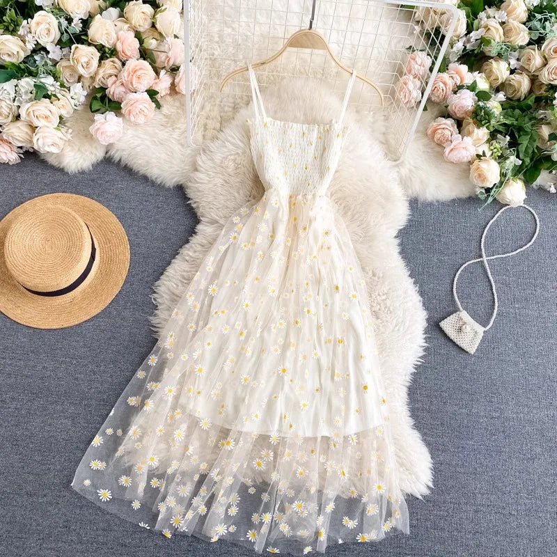Robe Fleurie Bretelles – Chiffon Léger Style Vacances