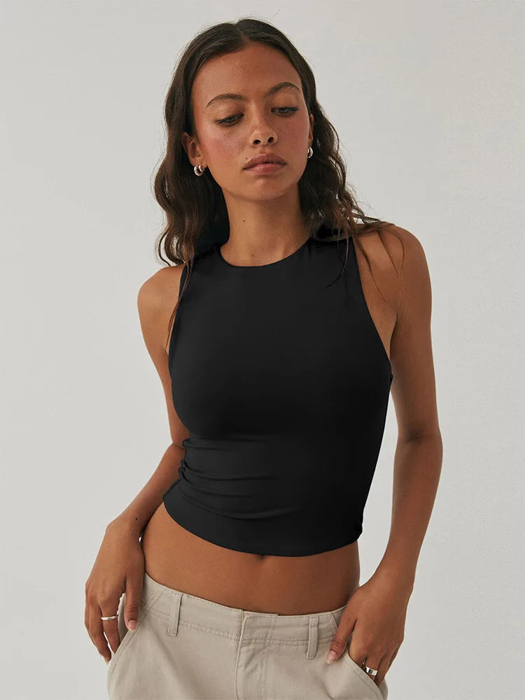 Top Débardeur Femme Sans Manches Col Rond Dos Nageur – Style Sporty Chic