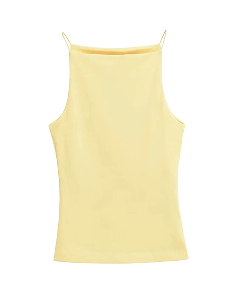 Caraco Femme Bretelles Fines – Top Sans Manches Couleur Unie