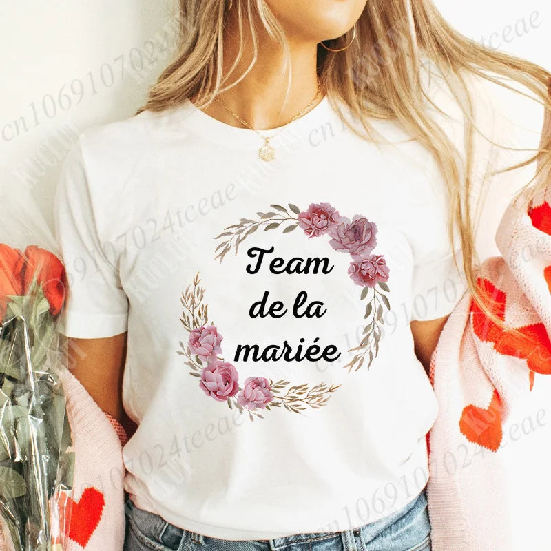 T-Shirt EVJF Femme – Future Mariée & Team Bride | Col Rond Manches Courtes