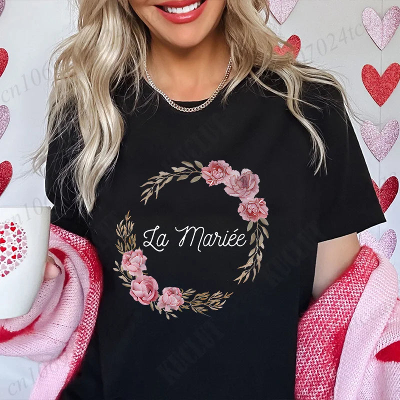 T-Shirt EVJF Femme – Future Mariée & Team Bride | Col Rond Manches Courtes