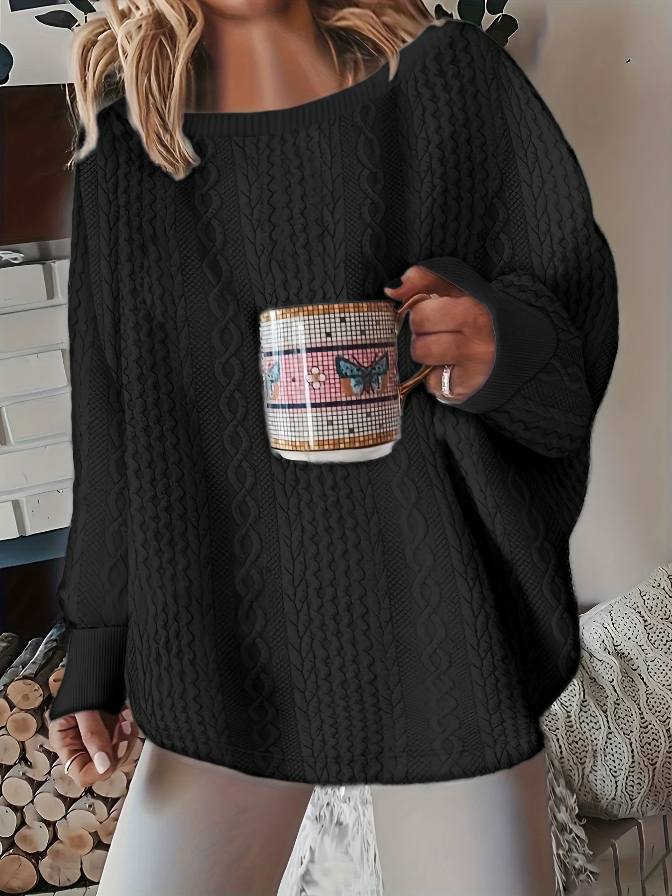 Pull Grande Taille Maille Torsadée – Coupe Ample & Confort Hivernal