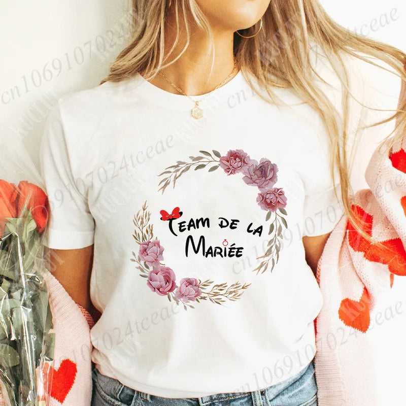 T-Shirt EVJF Femme – Future Mariée & Team Bride | Col Rond Manches Courtes