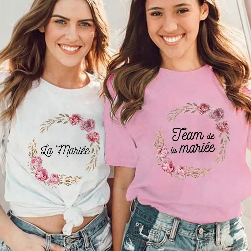 T-Shirt EVJF Femme – Future Mariée & Team Bride | Col Rond Manches Courtes