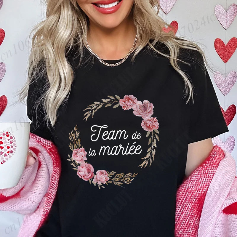 T-Shirt EVJF Femme – Future Mariée & Team Bride | Col Rond Manches Courtes