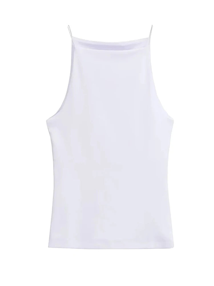 Caraco Femme Bretelles Fines – Top Sans Manches Couleur Unie