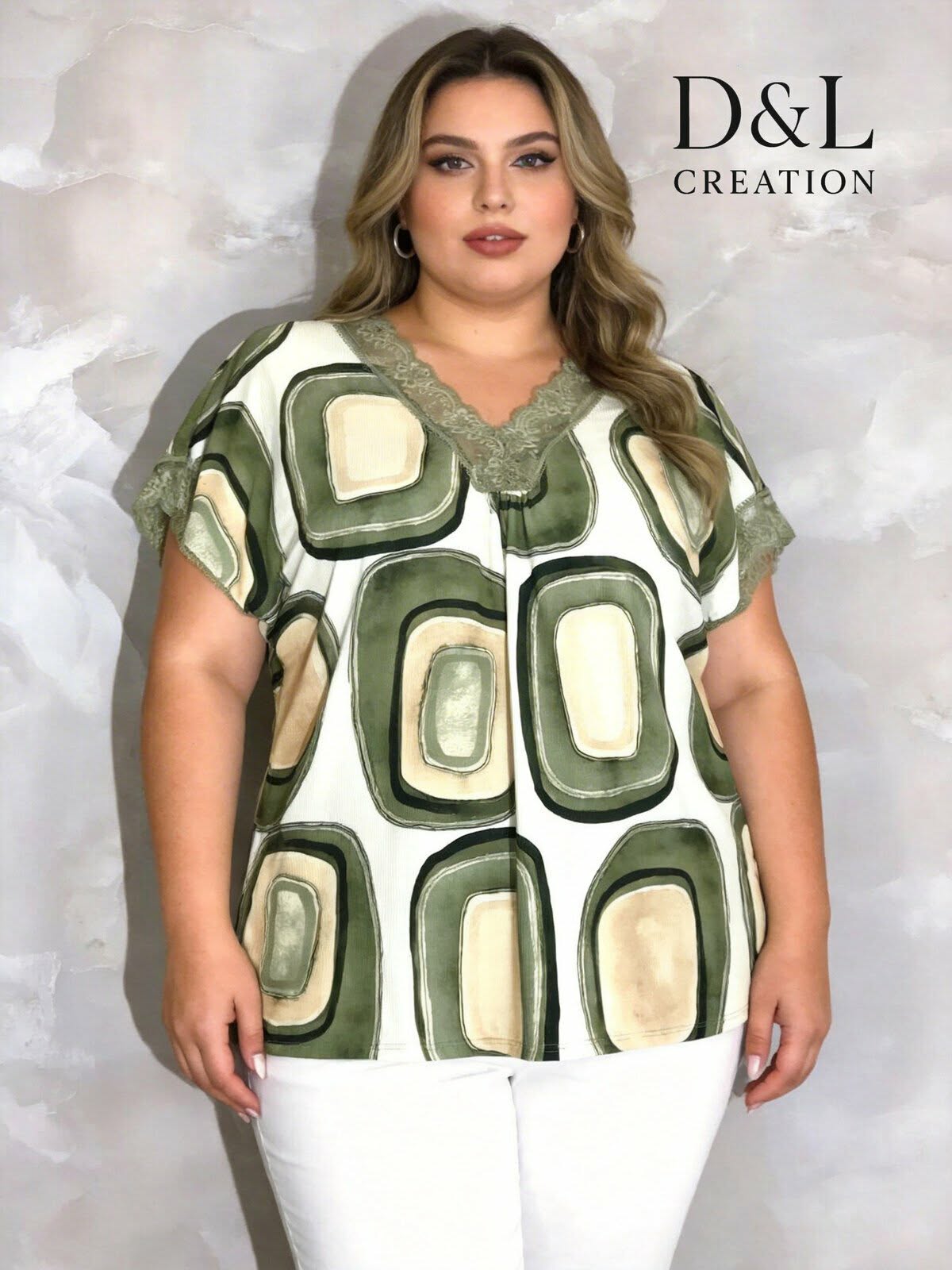 Blouse Grande Taille Imprimé Géométrique – D&L Creation