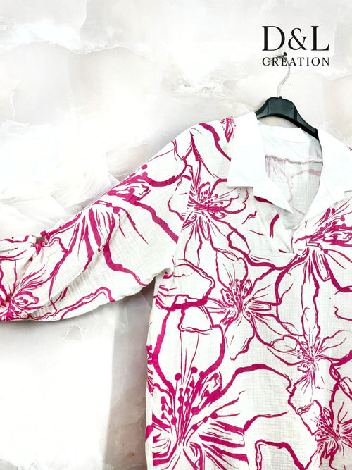 Blouse Jardin Fleuri - Col Chemisier Élégant