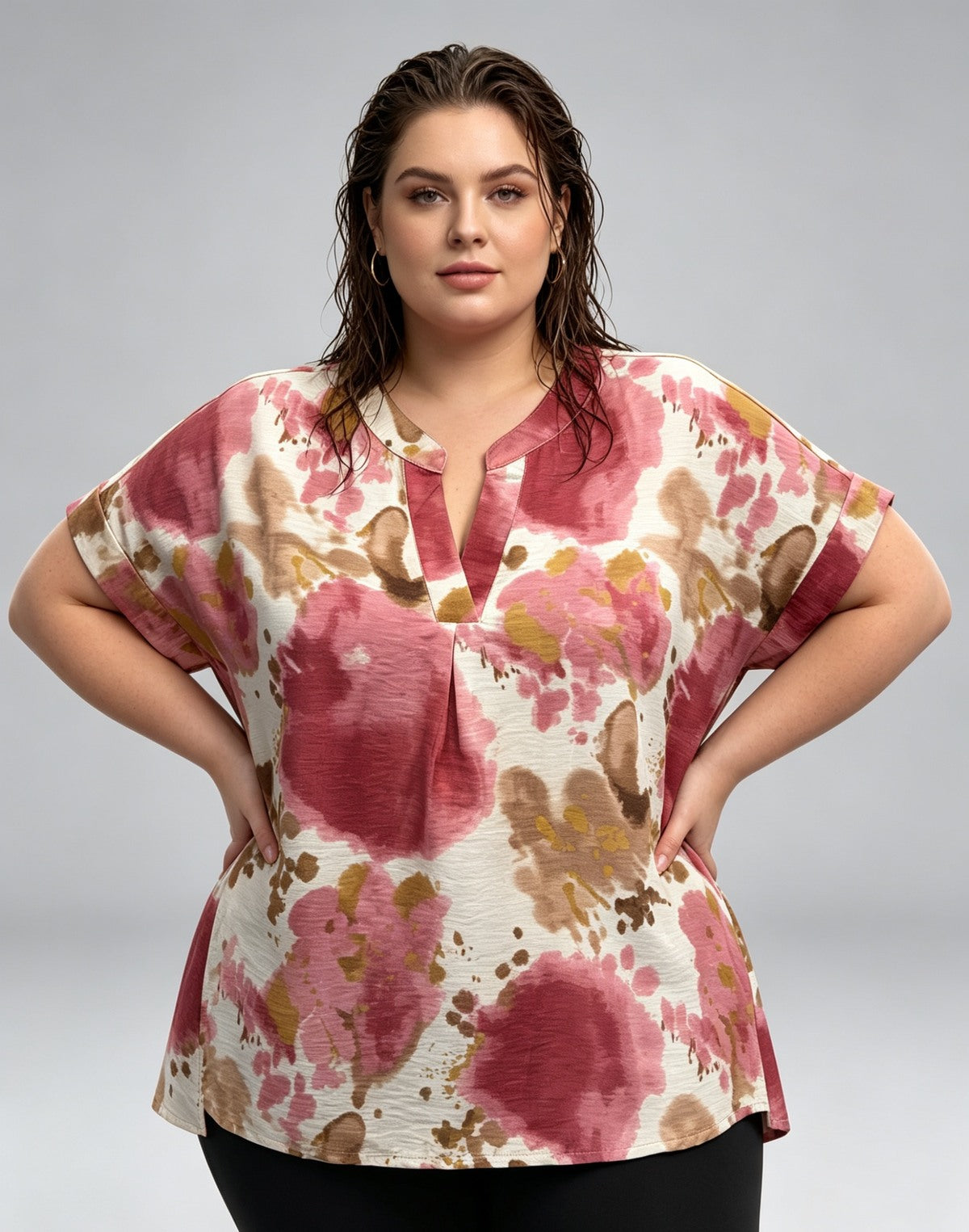 Blouse Grande Taille Imprimée Aquarelle Femme 46 à 60