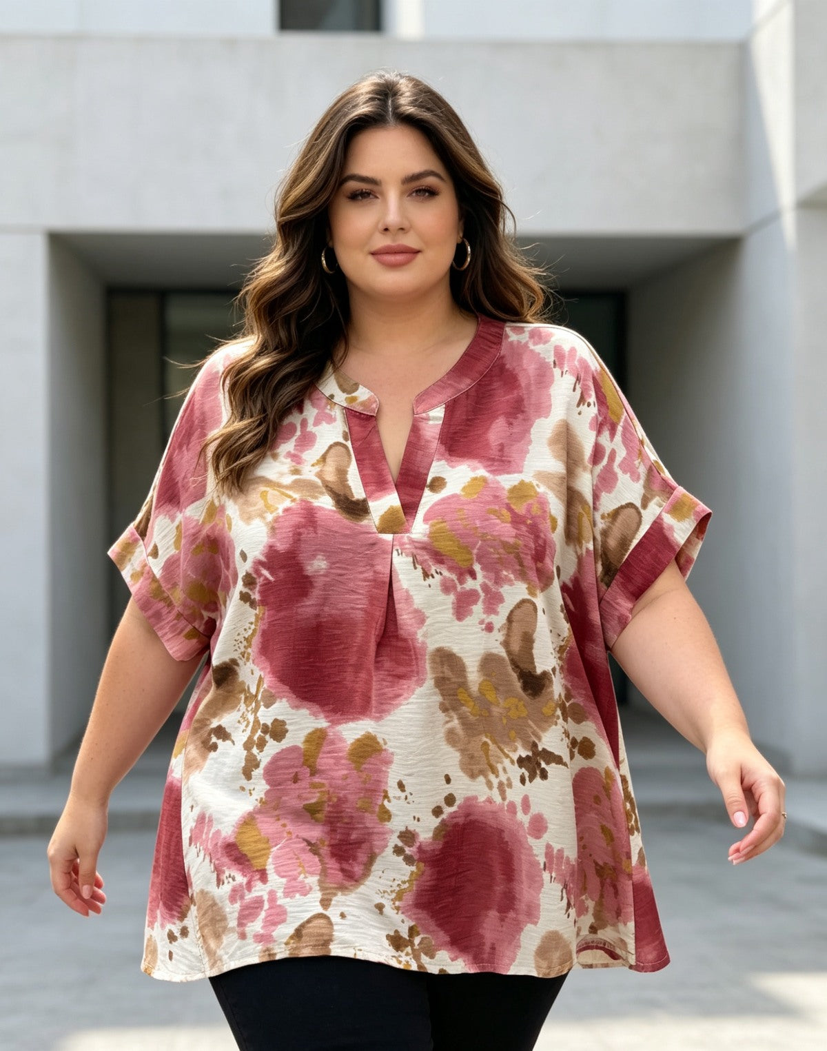 Blouse Grande Taille Imprimée Aquarelle Femme 46 à 60