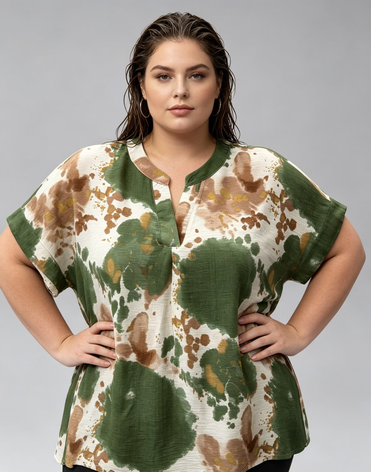 Blouse Grande Taille Imprimée Aquarelle Femme 46 à 60