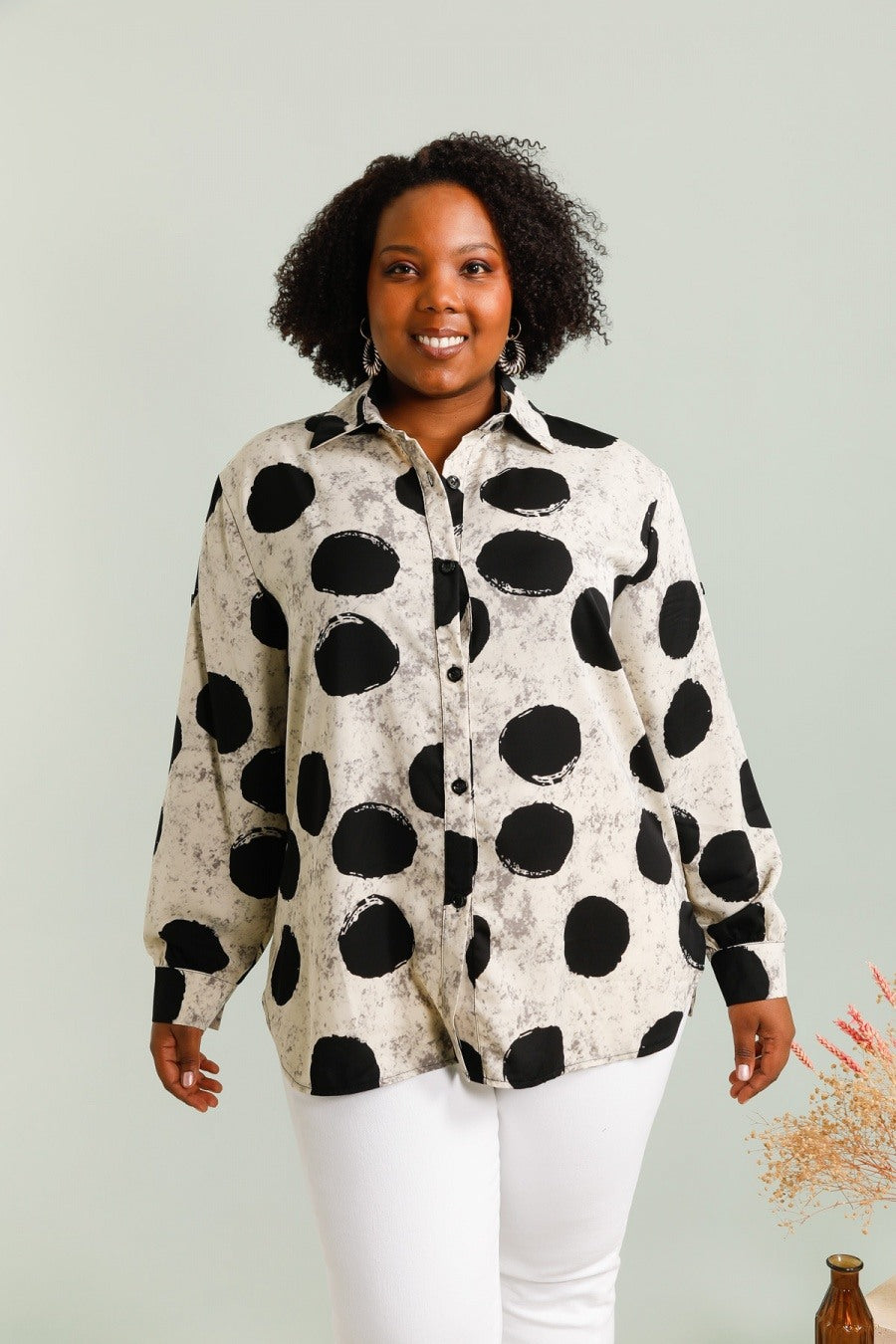 Chemise Grande Taille à Pois
