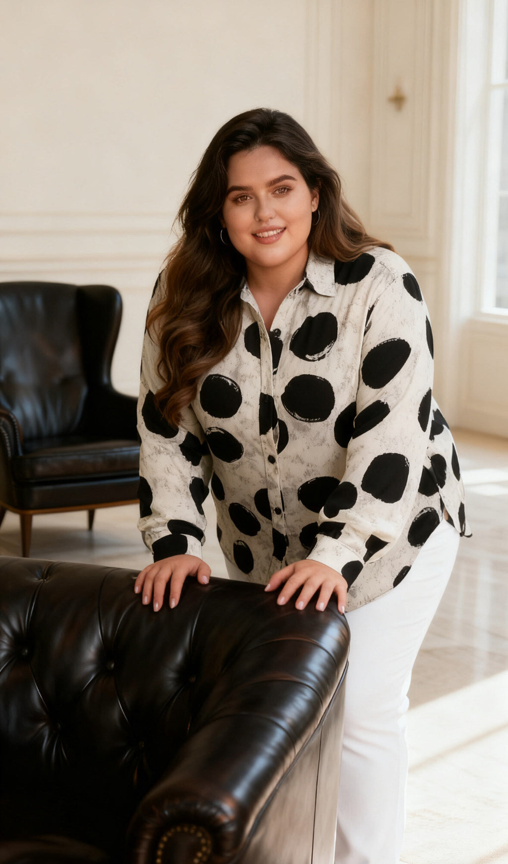 Chemise Grande Taille à Pois