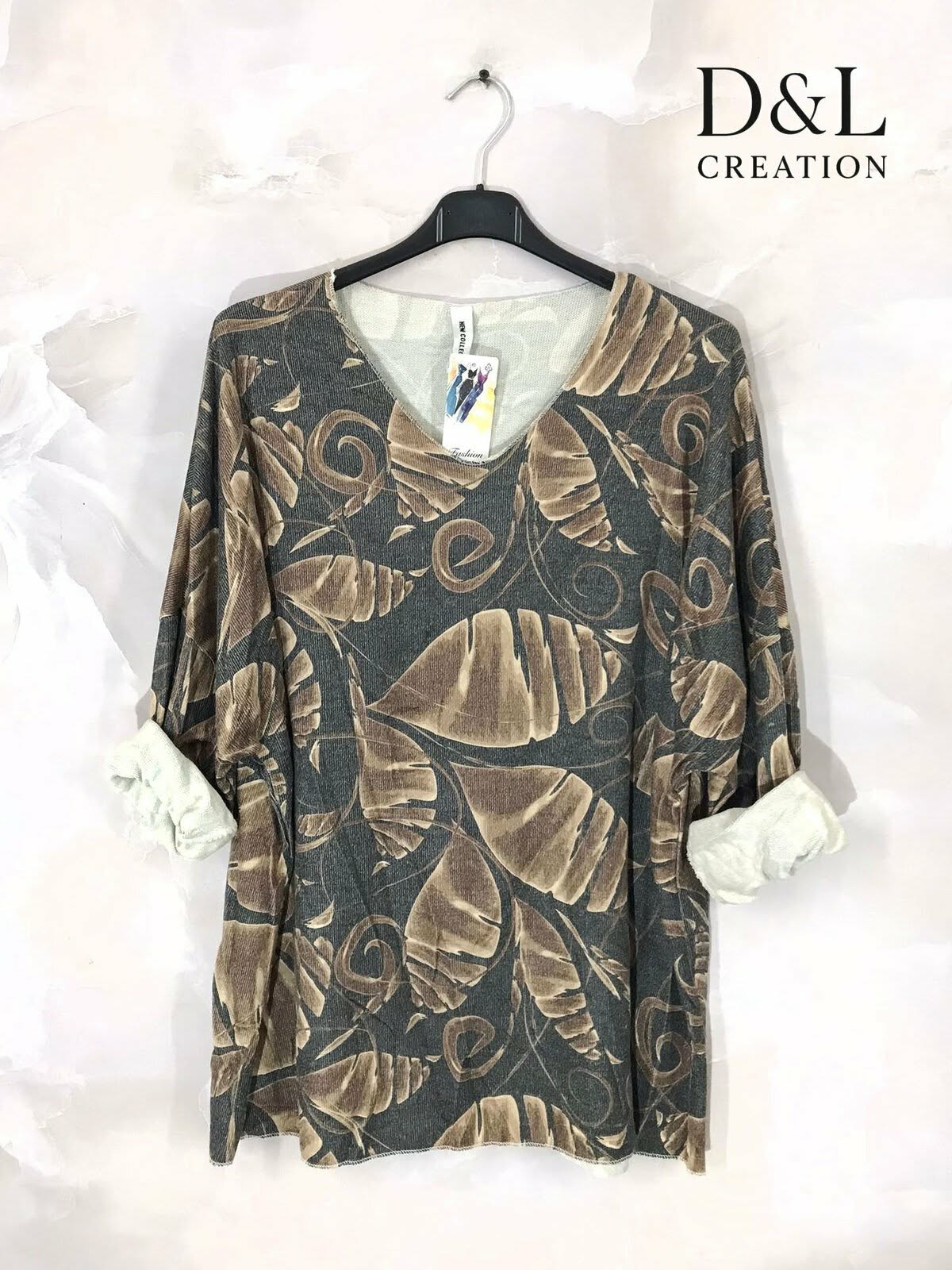 Tunique Grande Taille Imprimé Feuilles – D&L Creation
