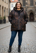 Doudoune Grande Taille Imprimé Camouflage Marron