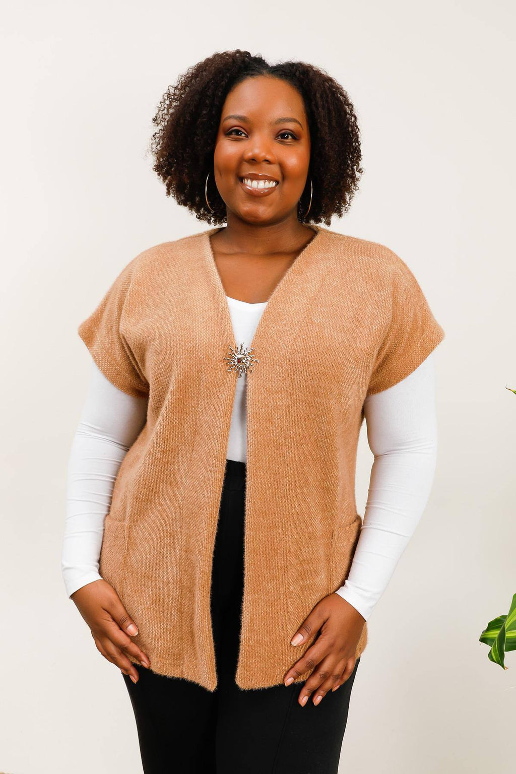 Gilet Grande Taille Sans Manches Camel