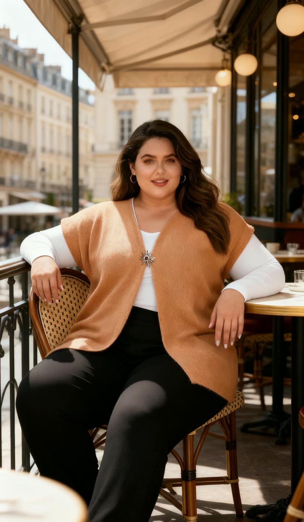 Gilet Grande Taille Sans Manches Camel