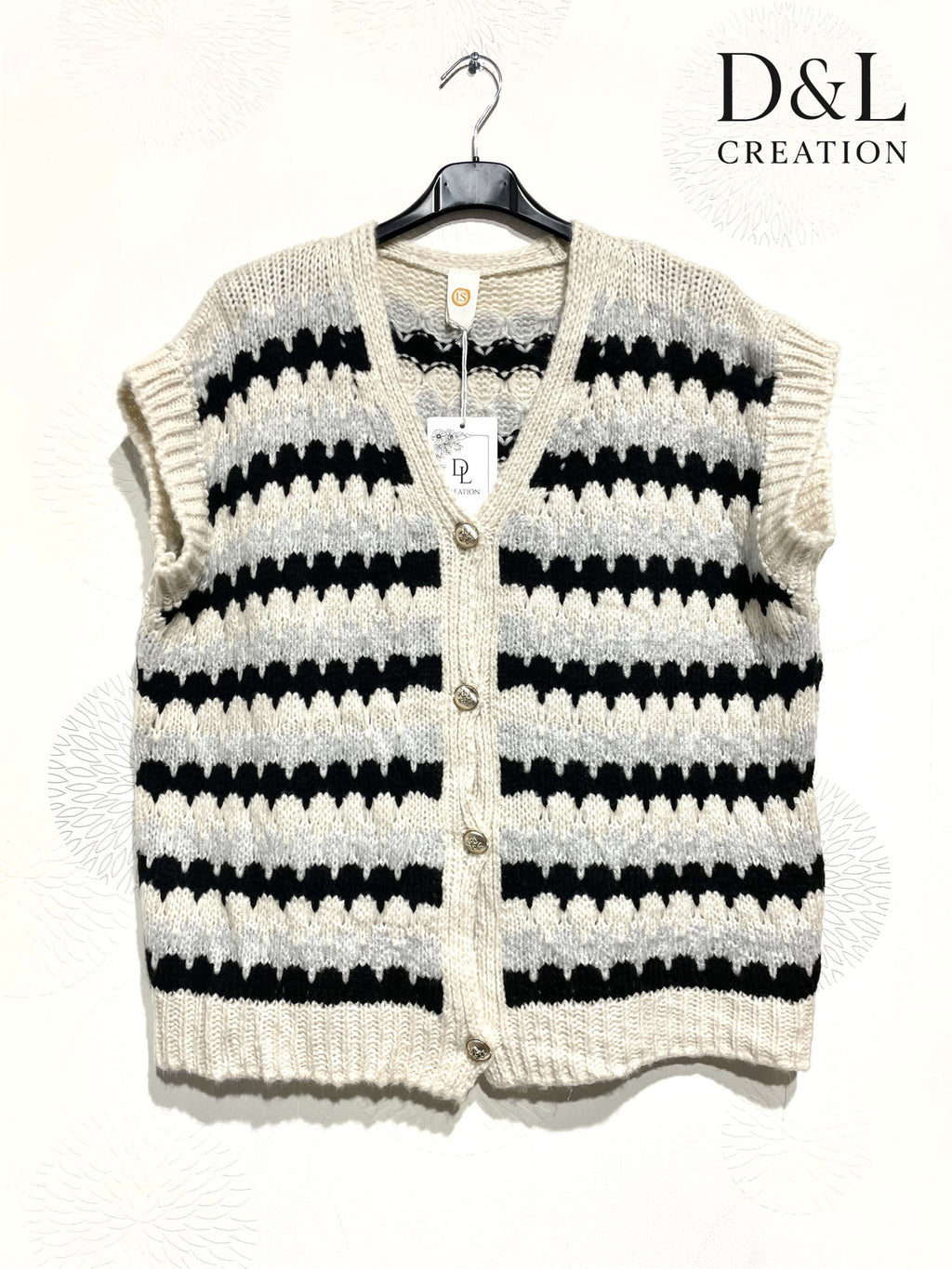 Gilet Rayures Bohèmes - Tricot Sans Manches