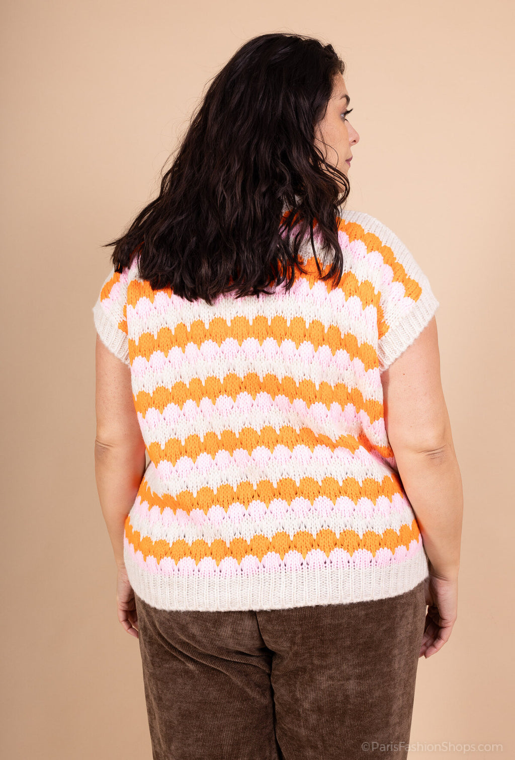 Gilet Rayures Bohèmes - Tricot Sans Manches