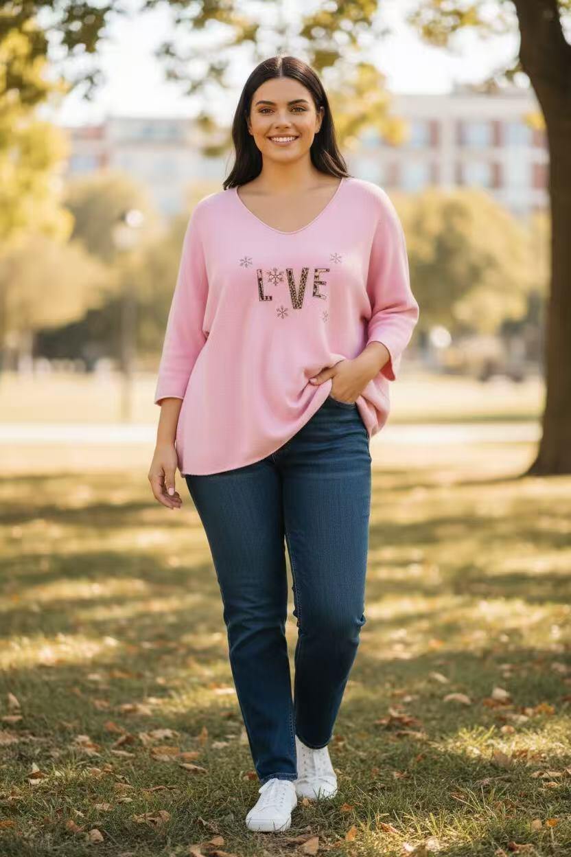 Haut LOVE avec strass - Grande Taille