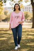 Haut LOVE avec strass - Grande Taille