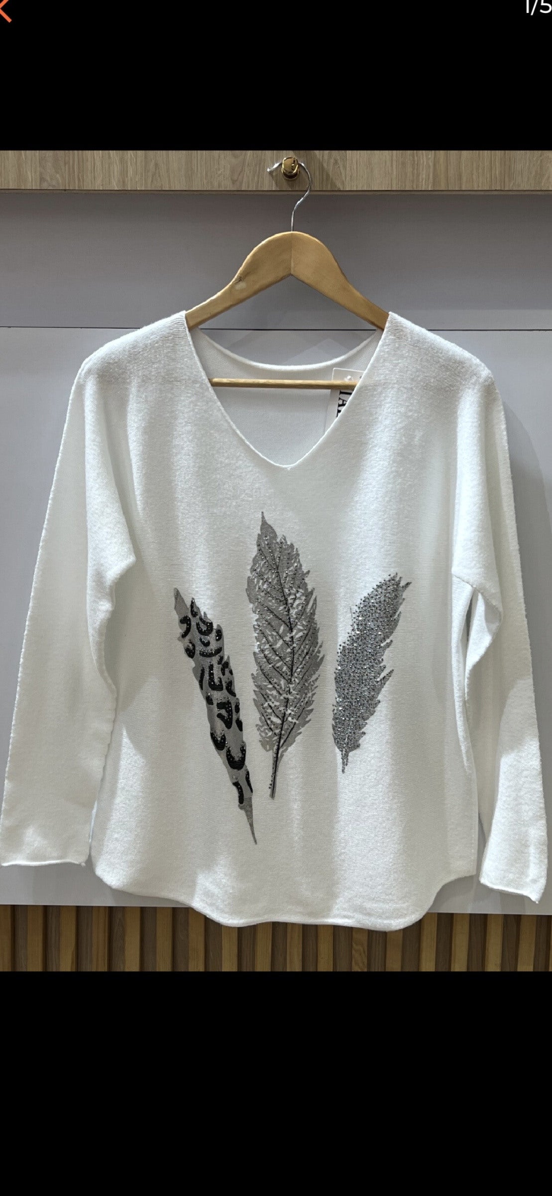 Pull Imprimé Plumes